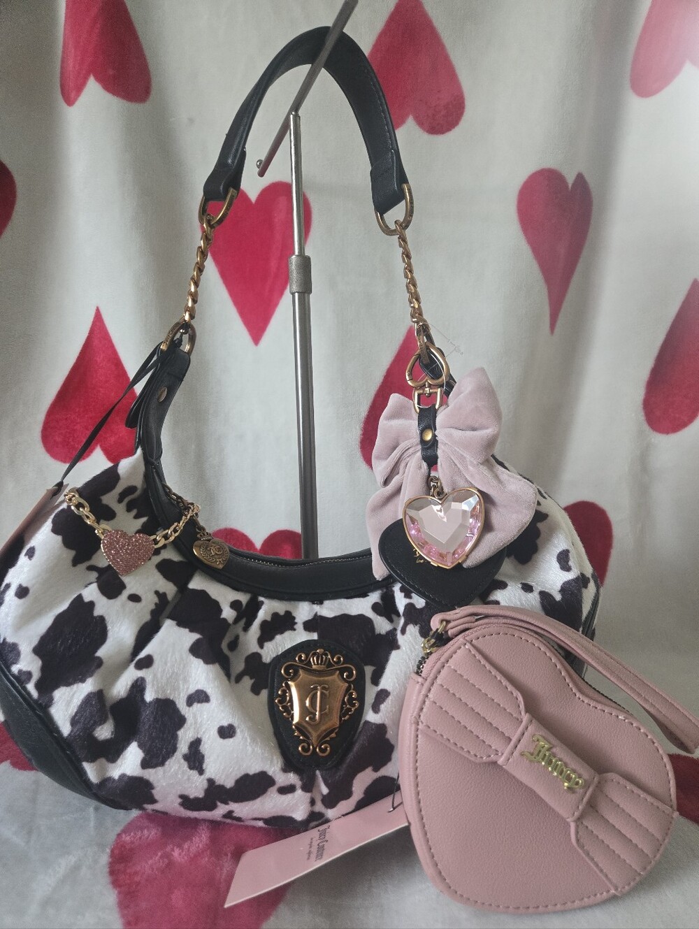 Juicy Couture ROMANCE Cow Hobo And Heart Wallet